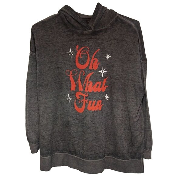 Lane Bryant Gray Hooded Sweatshirt Oh What Fun Graphic Size 14/16 Cotton Blend M - Picture 1 of 6